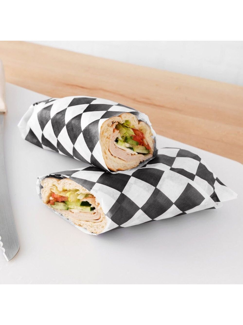 Black & white checkered deli paper wrappers - Picture 4 of 8